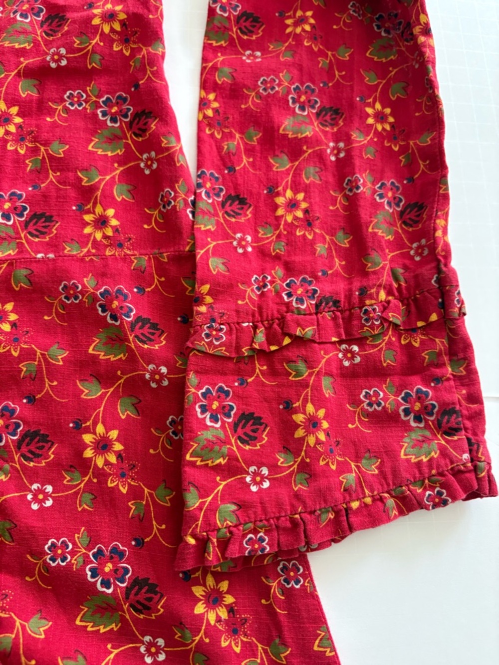 Free People Red Floral Long-Sleeve Shirt Dress y2k size 8 - Picture 5 of 7